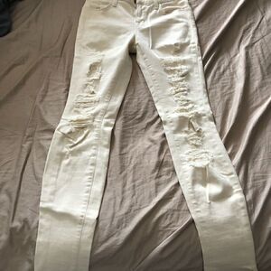 J brand cream color destroyed distressed denim 25